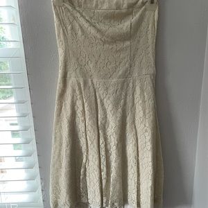 Strapless cream dress